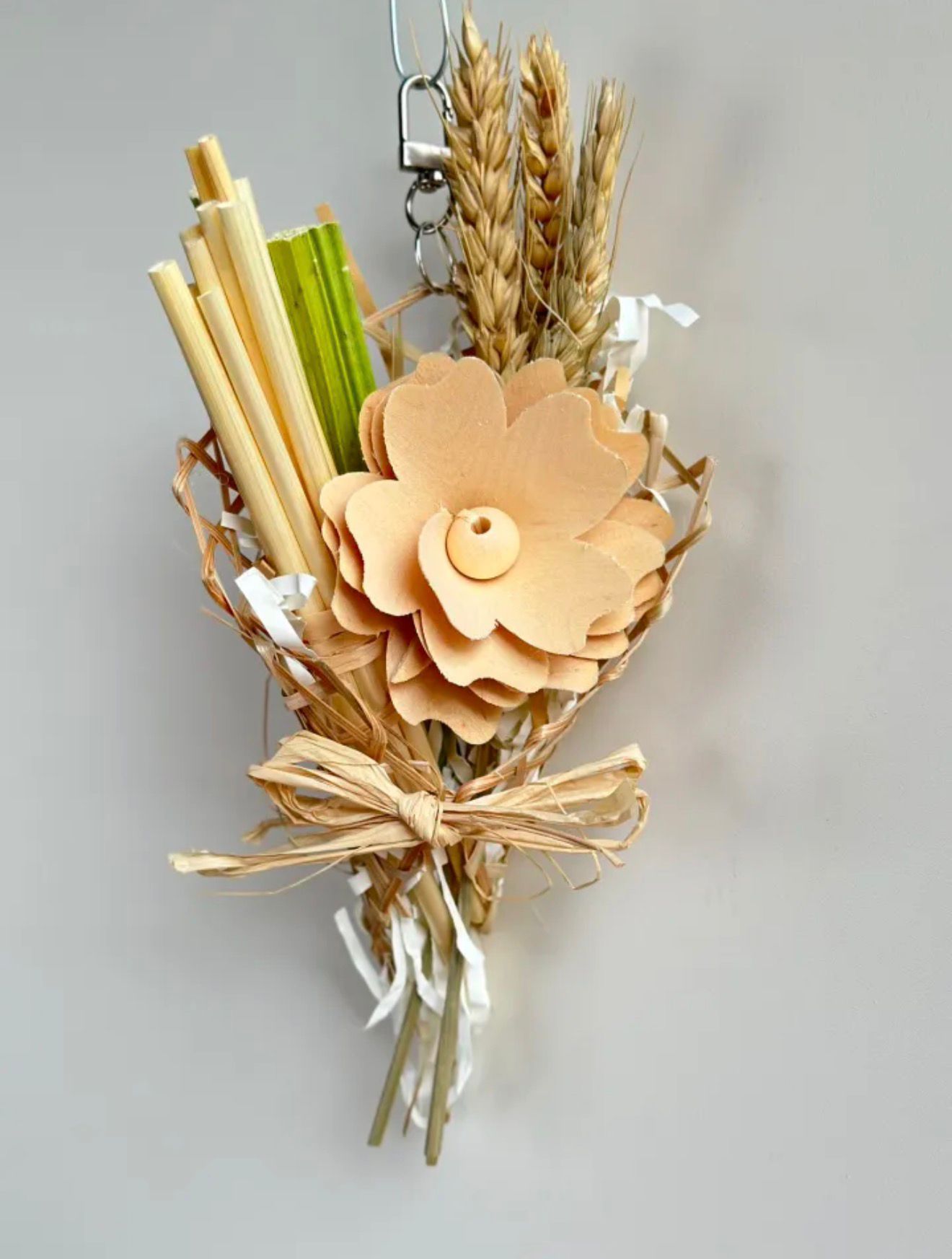 Natural Bird Cage Toy β Edible Chew with Corn, Grass Weaving & Bamboo