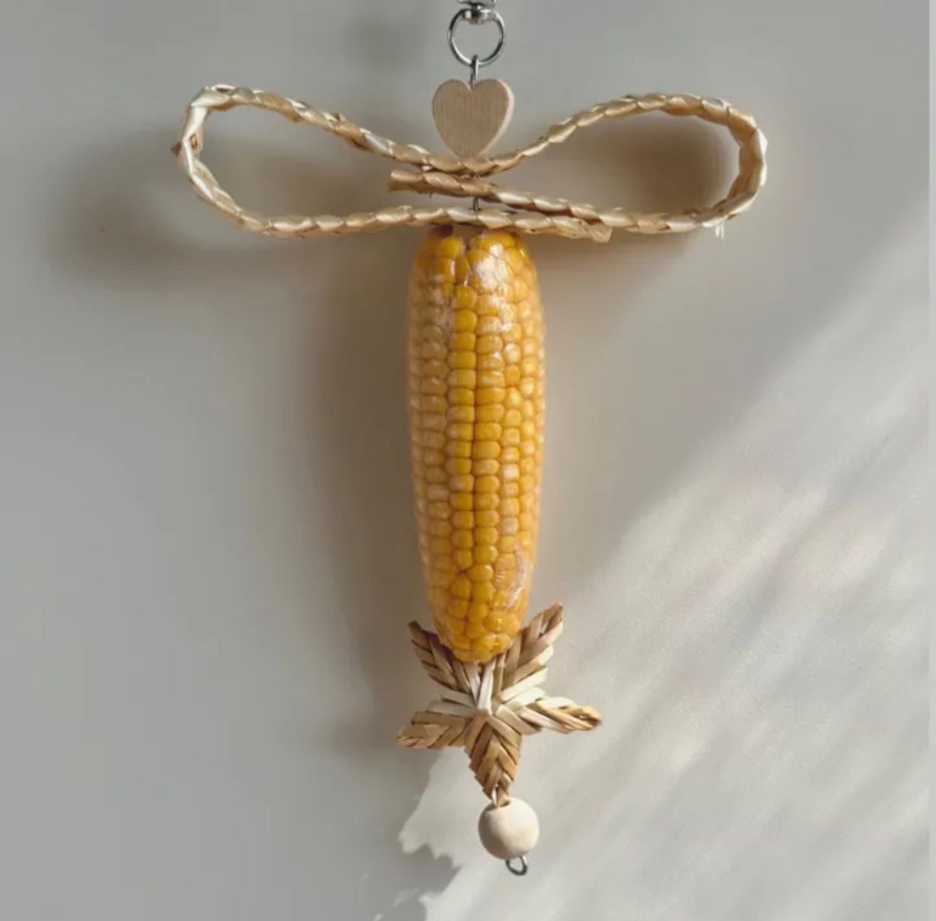 Natural Bird Cage Toy – Edible Chew with Corn, Grass Weaving & Bamboo